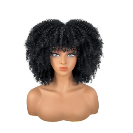 Wig, slightly curly, explosive hair style, female wig, high-temperature silk, multiple colors, fluffy, short, African small curly hair style, head cover