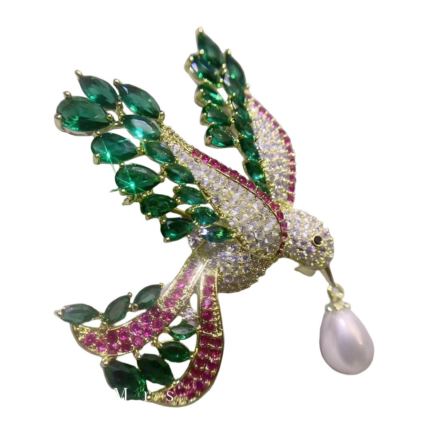 Alloy imitation pearl brooch, light luxury fashion, colorful, designer, exquisite and luxurious, handmade for men, cute and versatile